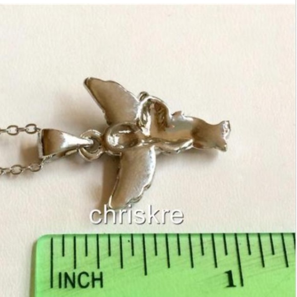 Silver Crystal Angel Necklace 18" Sparkly Colors - Picture 5 of 5